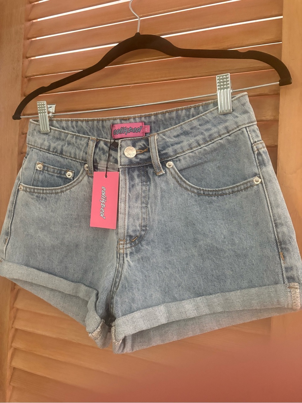 Edikted NWT Rylan Jean Shorts Light Blue Sz XS